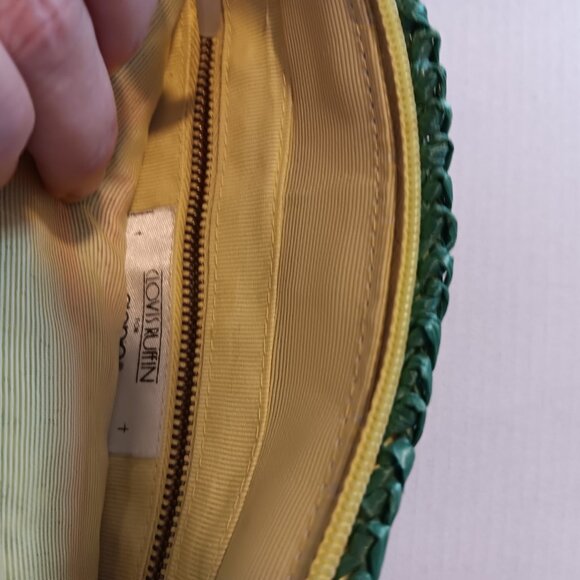 VINTAGE 1970'S CLOVIS  RUFFIN STRAW CLUTCH BAG - Picture 4 of 6